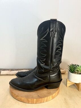 Vintage Nocona 4001 Black Leather Cowboy Boots Men's 10E USA Made